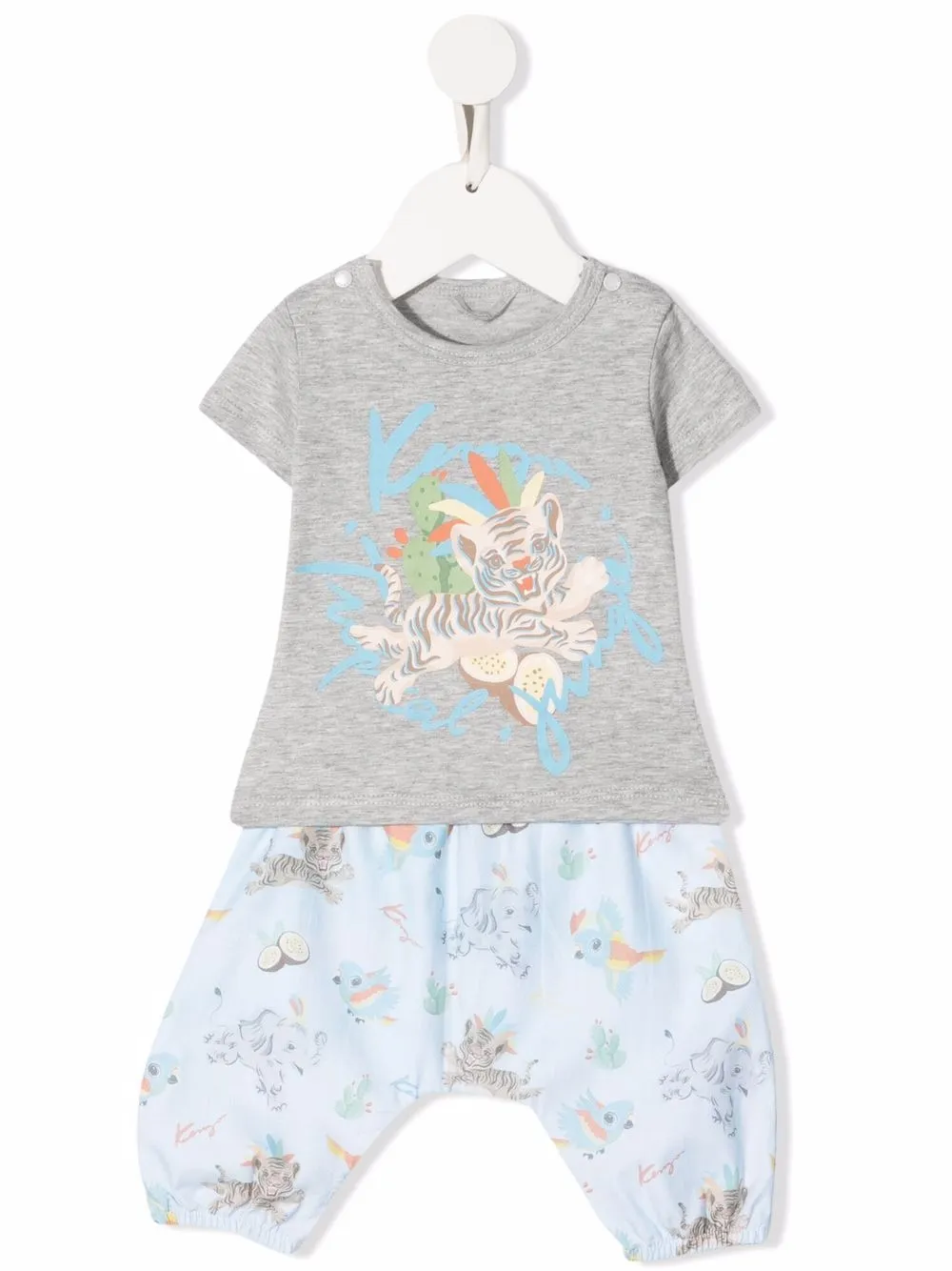 

Kenzo Kids traje de baño con estampado de selva y logo - Azul