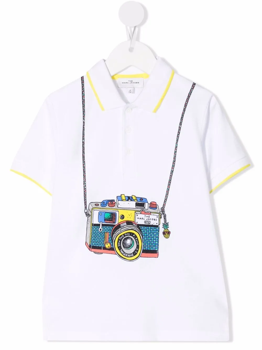 

Marc Jacobs Kids playera tipo polo con motivo de cámara - Blanco