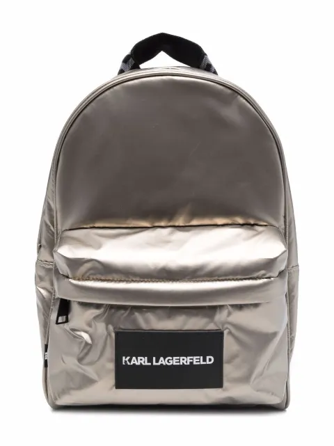 Karl Lagerfeld Kids شنطة ظهر بشارة شعار الماركة وتأثير ميتاليك