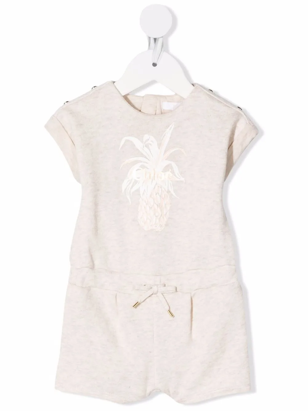 

Chloé Kids jumpsuit corto con logo estampado - Neutro