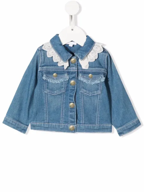 Chloé Kids جاكيت جينز بتطريز إنجليزي