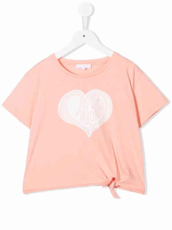 Chloé Kids tie-detail logo-heart Print 