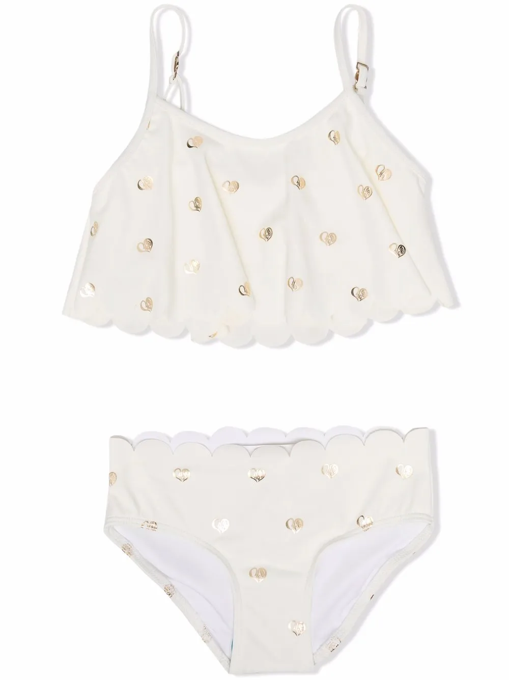 

Chloé Kids bikini con logo estampado - Blanco