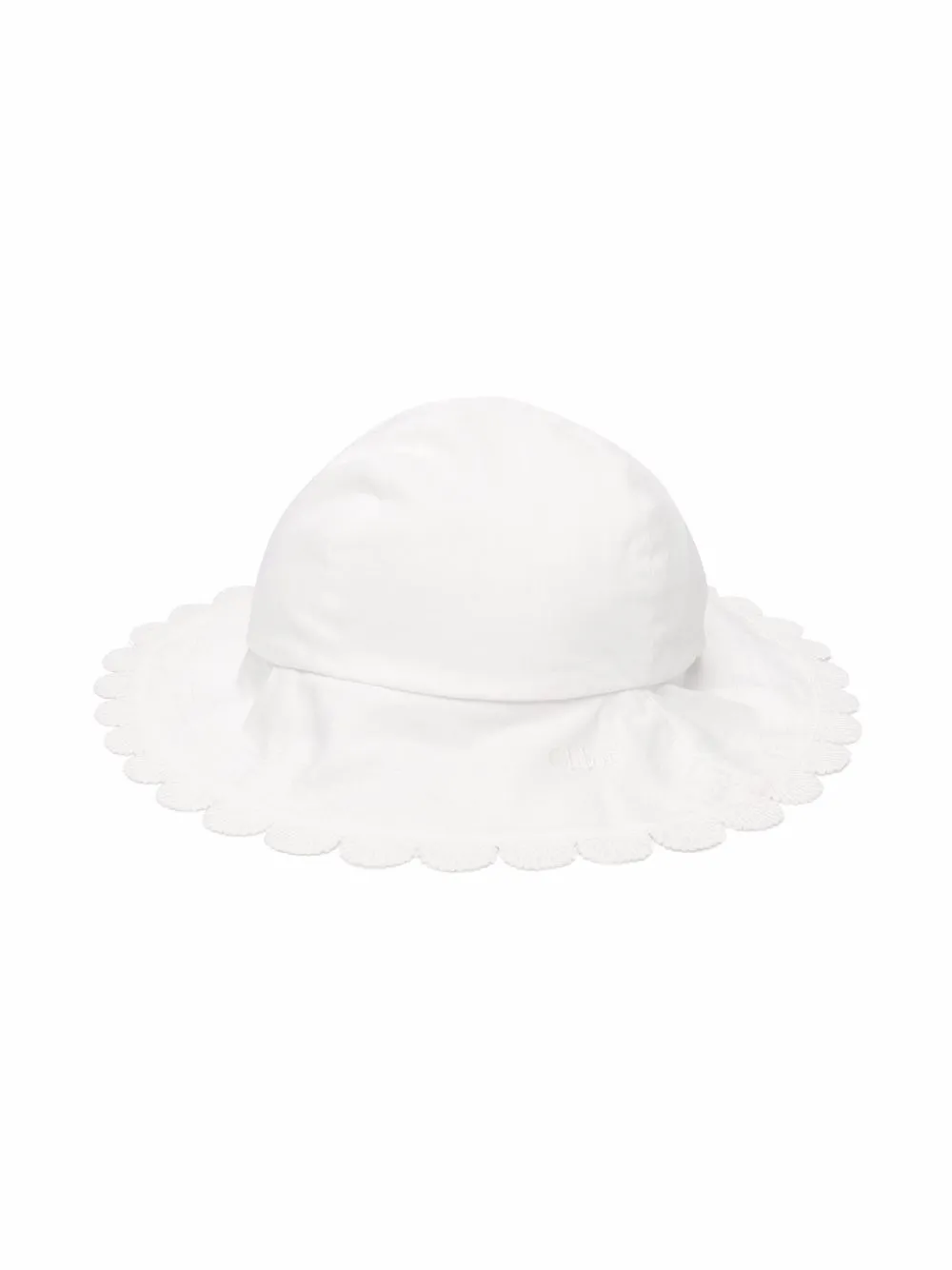 

Chloé Kids scallop edge sun hat - White