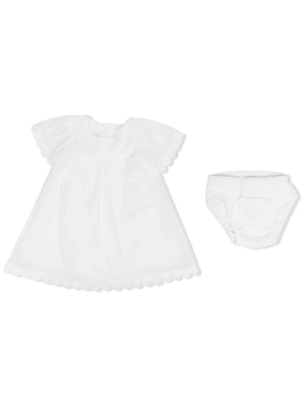 

Chloé Kids conjunto de vestido con detalles bordados - Blanco