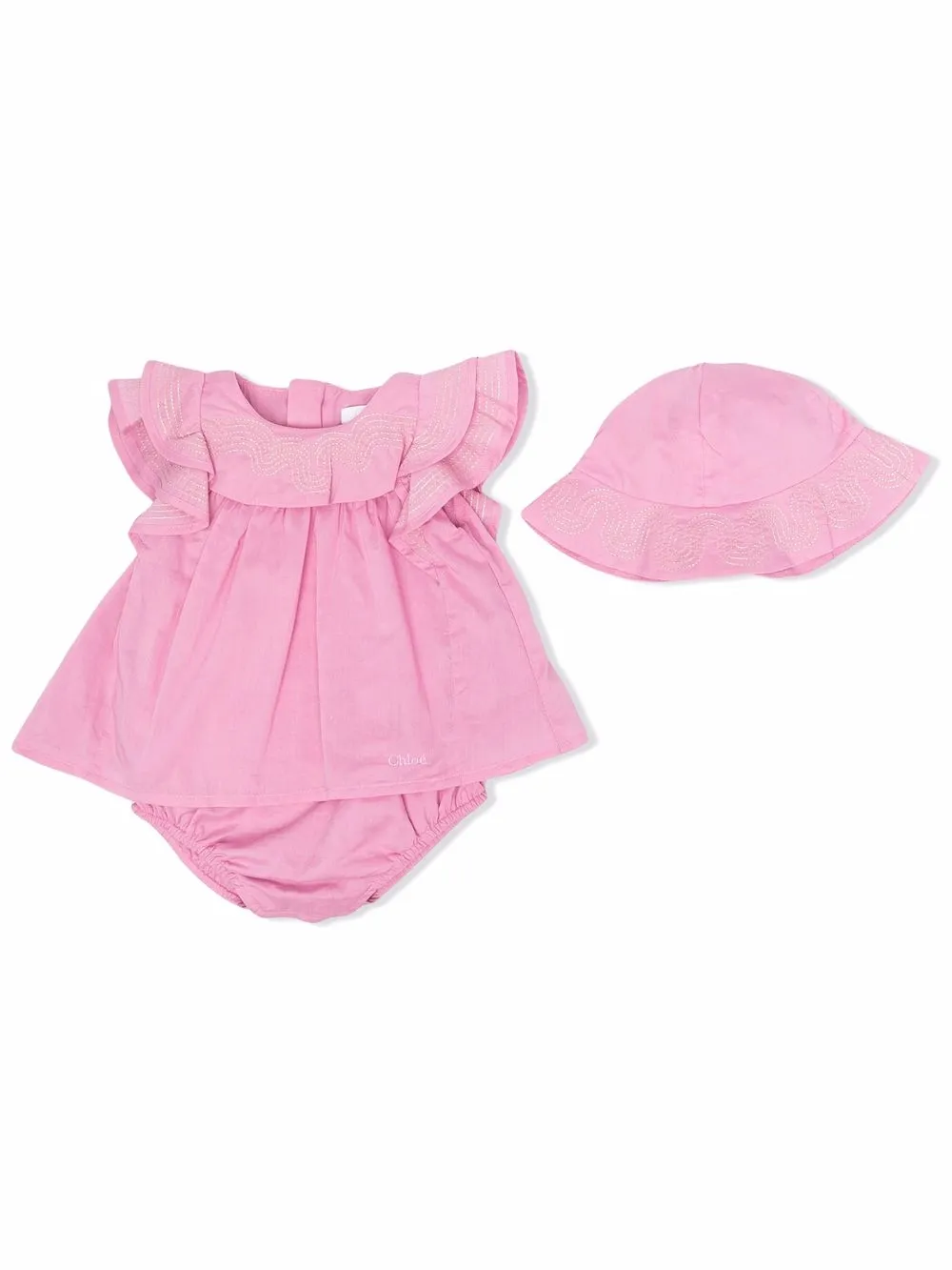 

Chloé Kids conjunto de vestido con ribete de volantes - Rosado