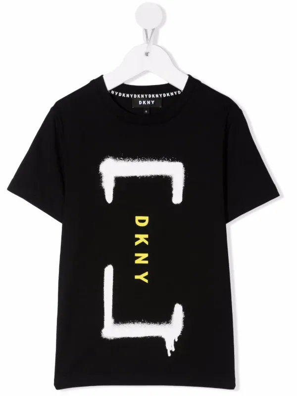 Shop Dkny Kids spray-paint logo print T 
