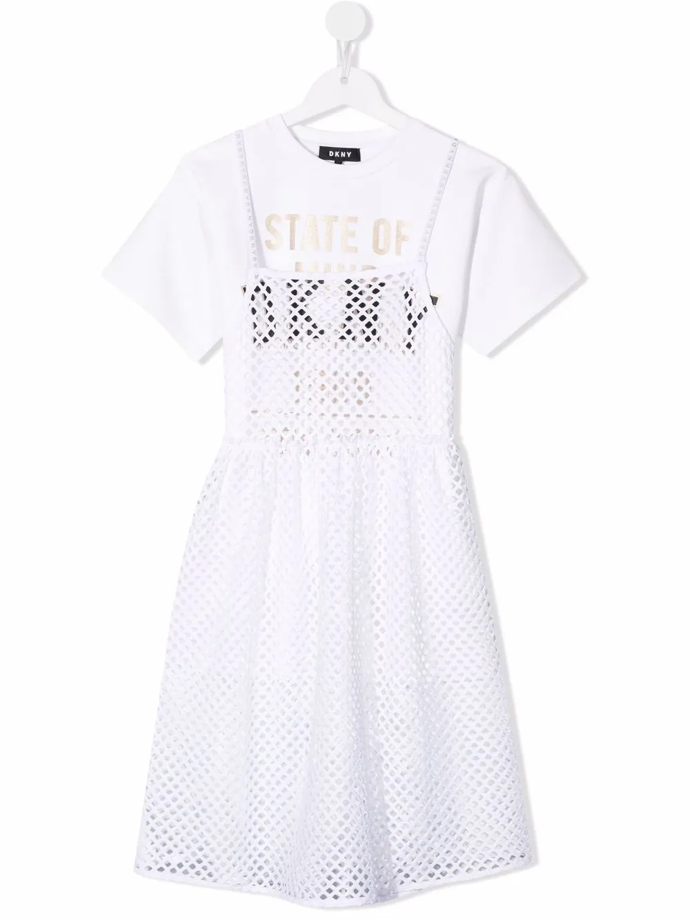 

Dkny Kids TEEN layered fishnet dress - White