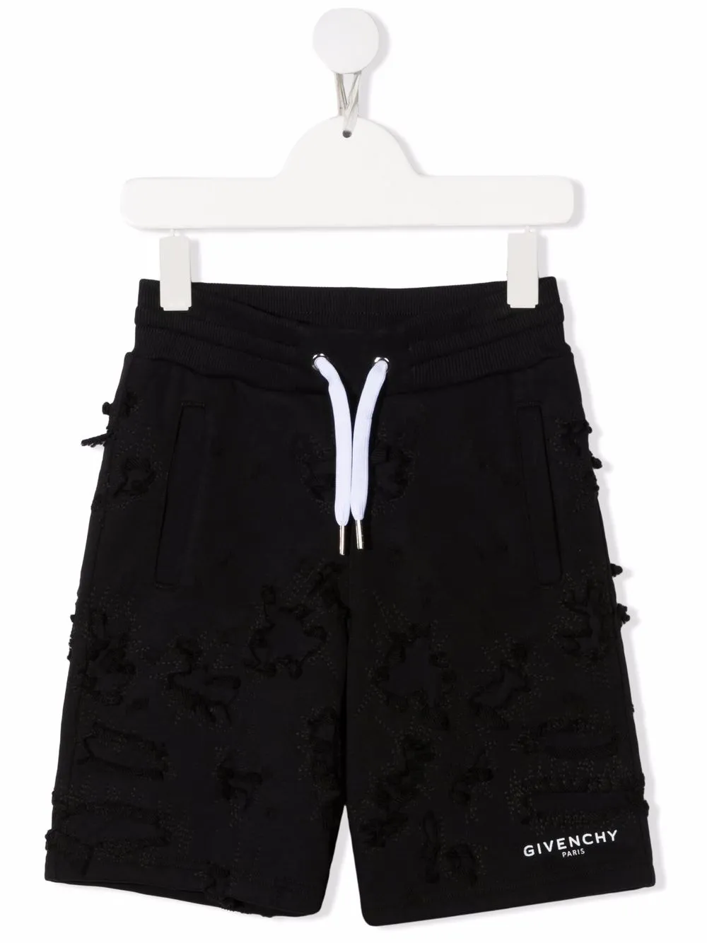 

Givenchy Kids shorts con efecto envejecido - Negro