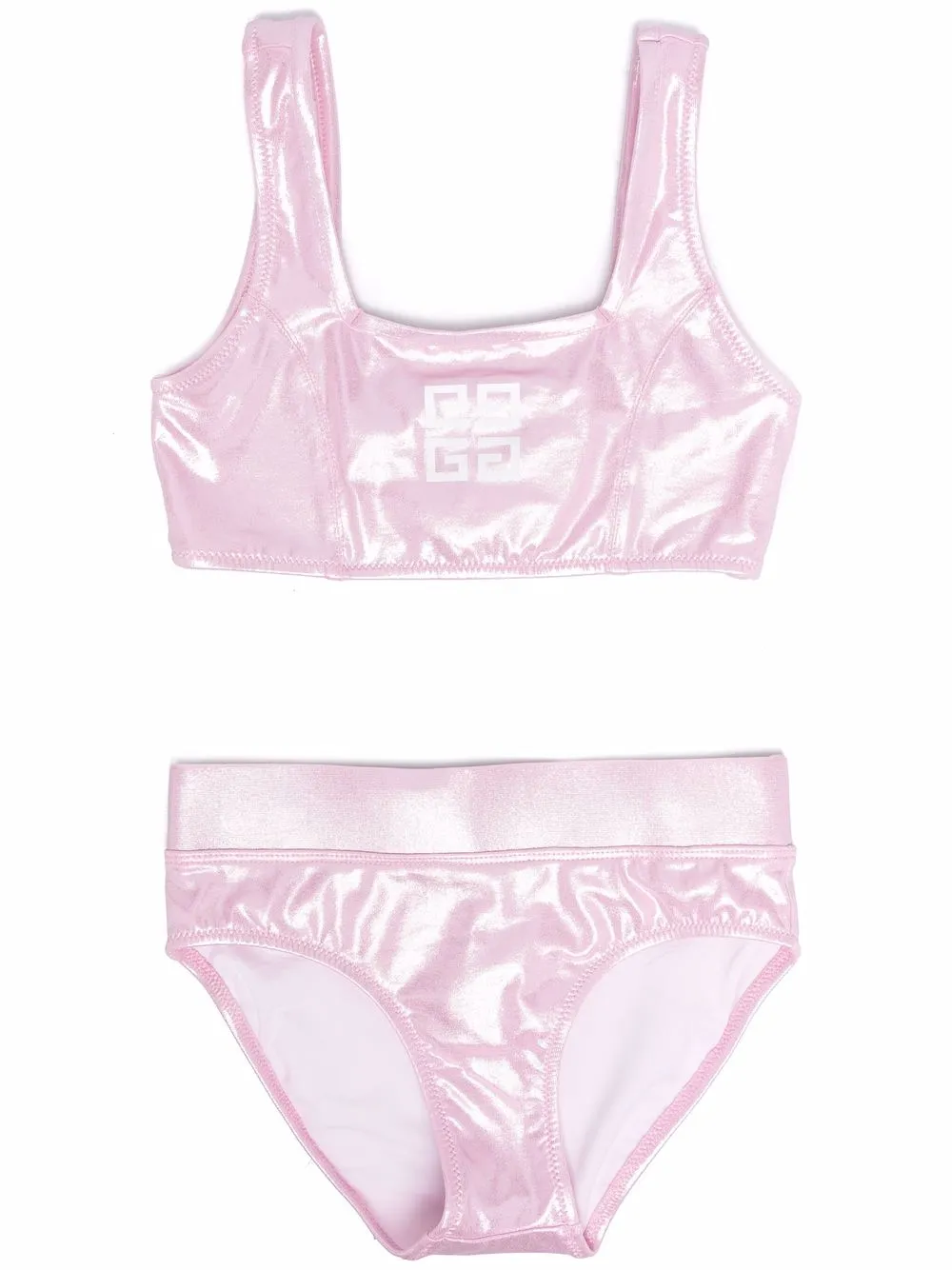 

Givenchy Kids metallic-effect logo-print bikini set - Pink