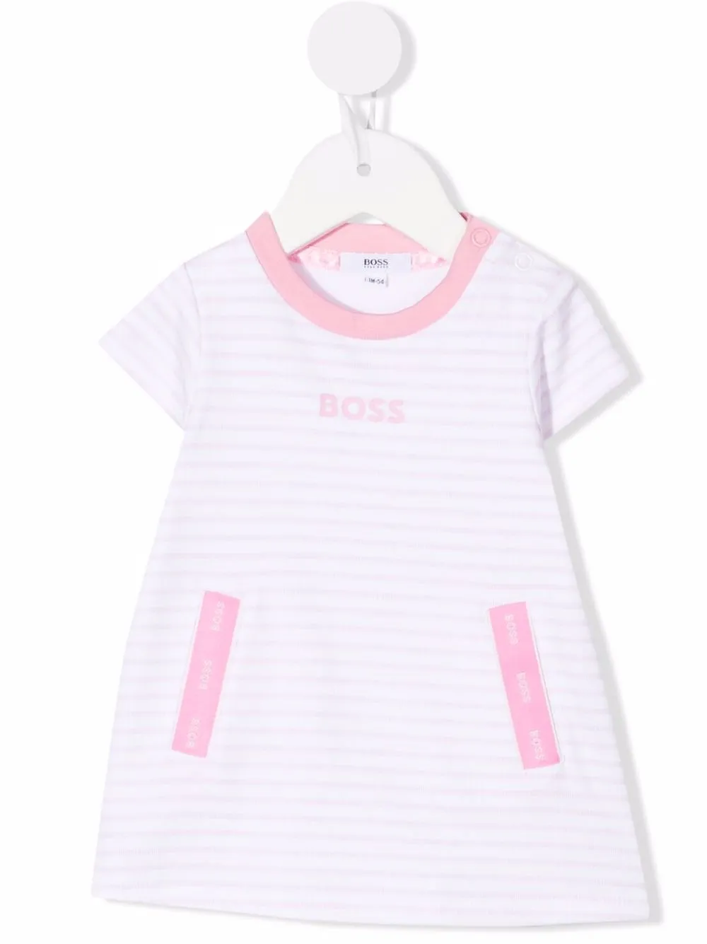 

BOSS Kidswear vestido estilo playera a rayas - Blanco