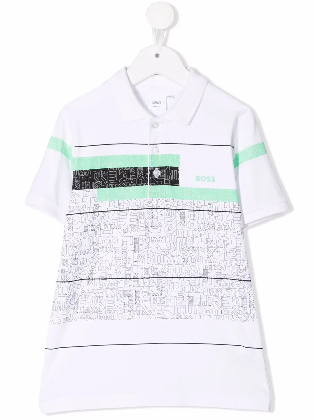 

BOSS Kidswear playera tipo polo con diseño de dos tonos - Blanco