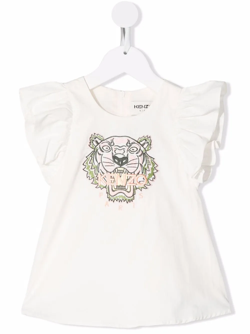 

Kenzo Kids vestido estilo playera con bordado Tigre - Neutro