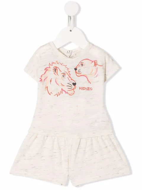 Kenzo Kids lion-print knitted romper