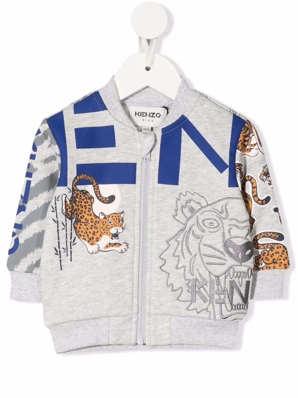 

Kenzo Kids sudadera con cierre y tigres estampados - Gris