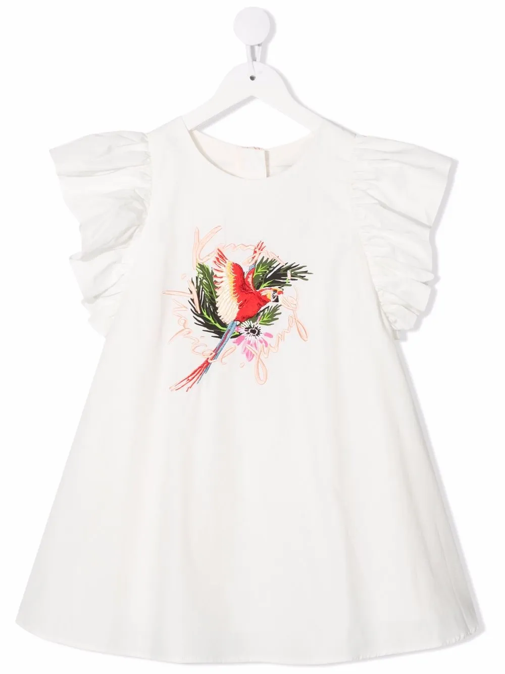

Kenzo Kids ruffled-detail cotton dress - Neutrals
