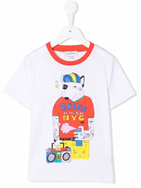 Little Marc Jacobs dog-print contrast-neckline T-shirt