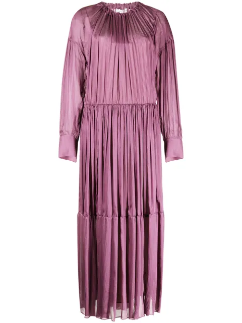 Vince shirred-neck long-sleeved dress
