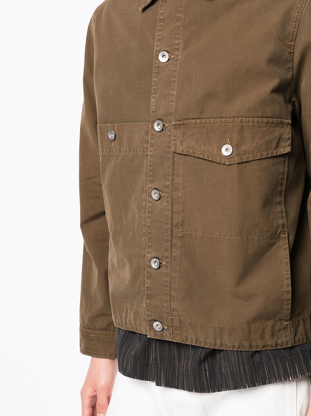 Shop Ymc You Must Create Pinkley Buttoned-up Jacket In Brown
