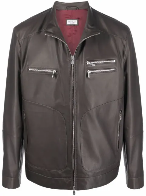 Brunello Cucinelli zip-up leather jacket