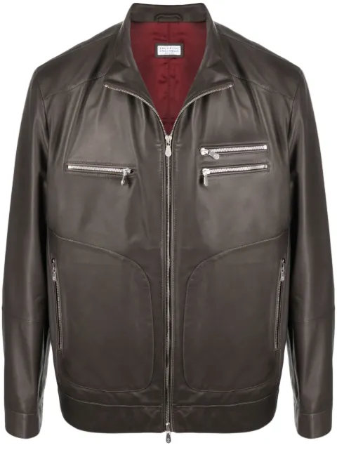 Brunello Cucinelli zip-up leather jacket