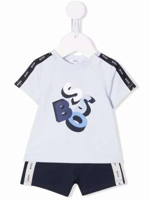 Boss Kids رومبر بأكمام قصيرة وشريط شعار الماركة