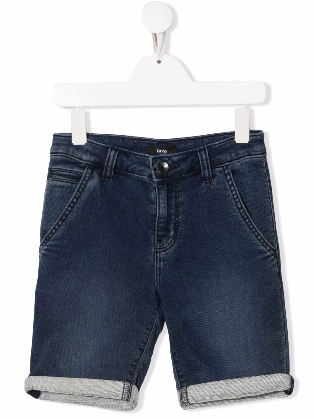 

BOSS Kidswear shorts de mezclilla con dobladillo vuelto - Azul