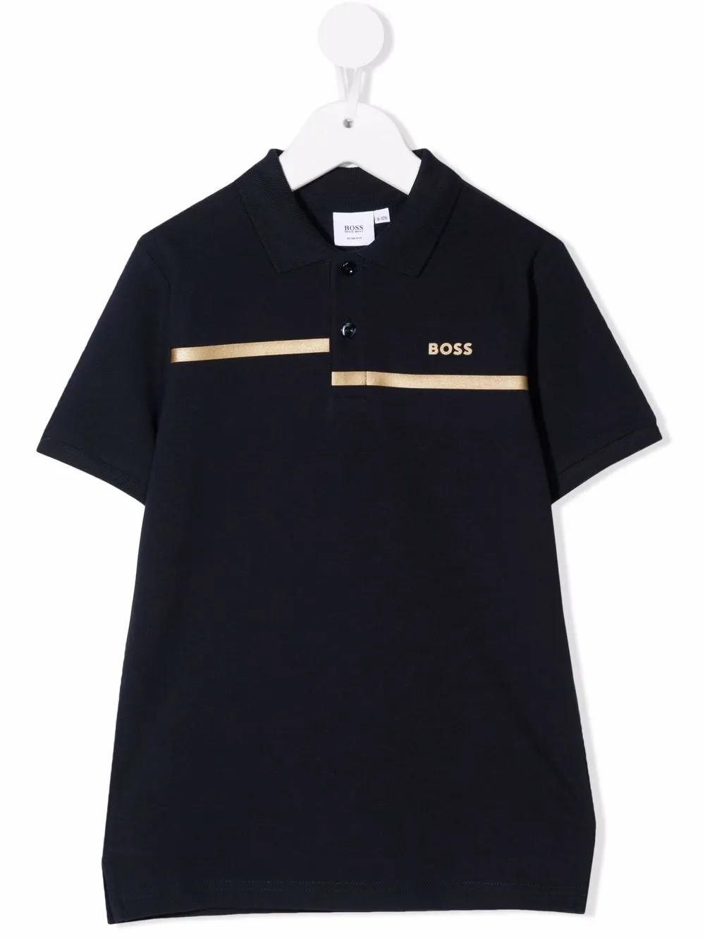 

BOSS Kidswear playera tipo polo con logo metalizado - Azul