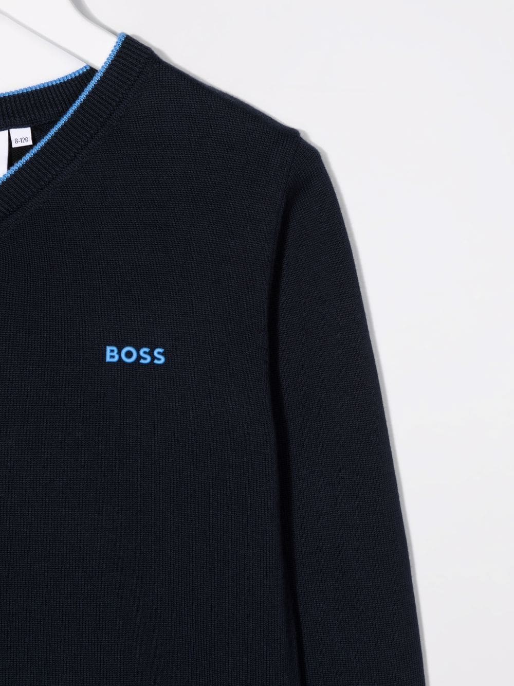 BOSSWEAR EMBROIDERED-LOGO V-NECK SWEATER 