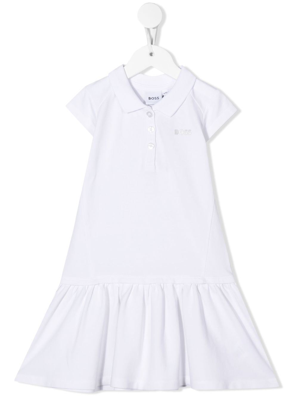 

BOSS Kidswear vestido estilo playera tipo polo con dobladillo peplum - Blanco