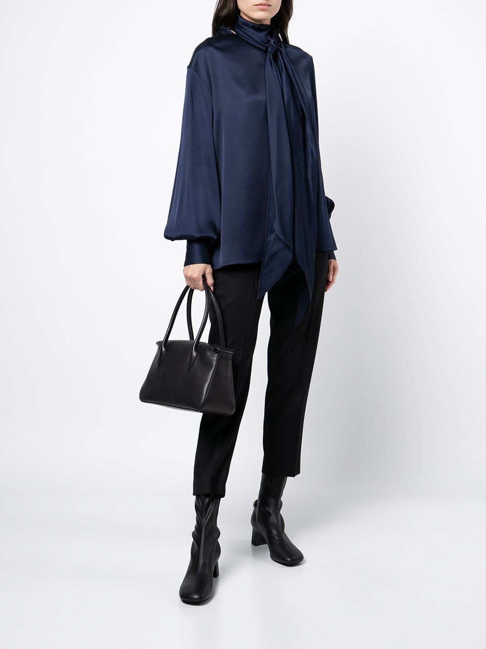 The Row Leren shopper - Zwart