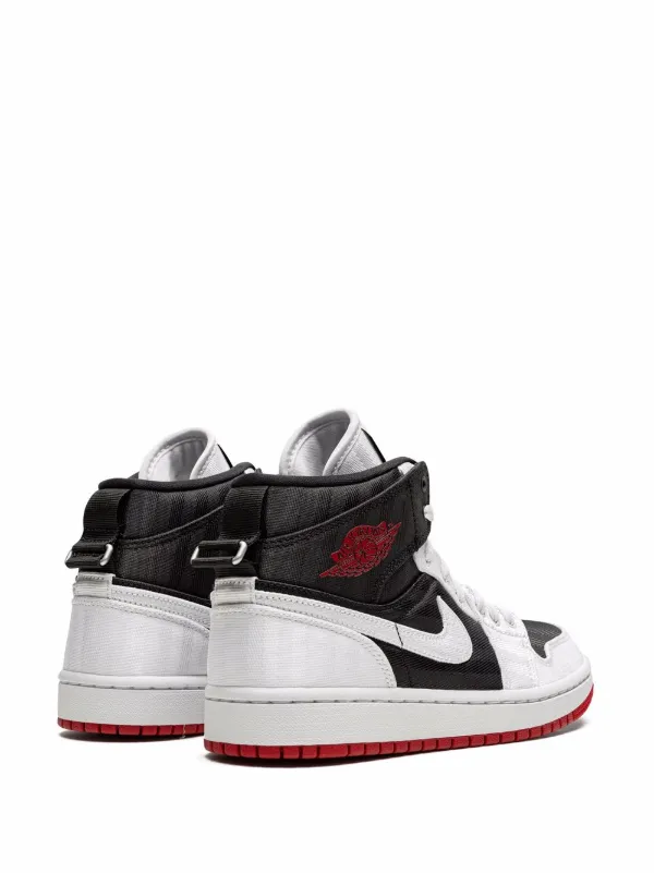 Jordan 1 Mid Red Grey Black sneakers