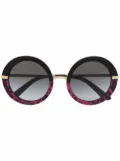 Dolce & Gabbana Eyewear Half-print round-frame sunglasses - Gold