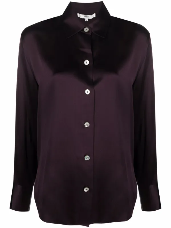 Shop Vince long-sleeve silk blouse with 