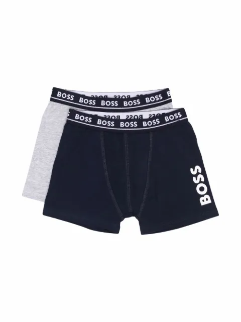 Boss Kids طقم بوكسرات قطن نقي بطبعة شعار الماركة