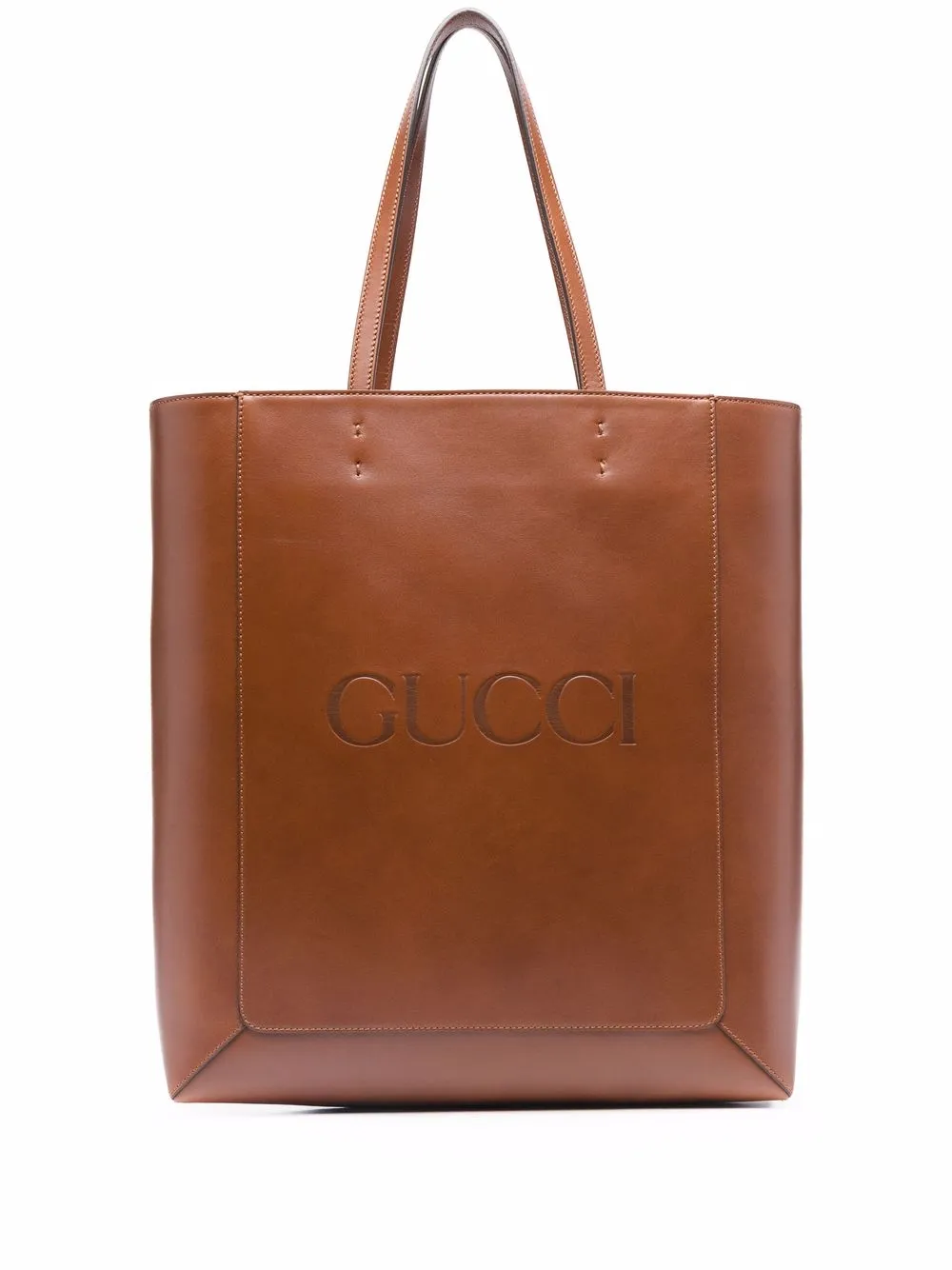 

Gucci debossed leather tote - Brown