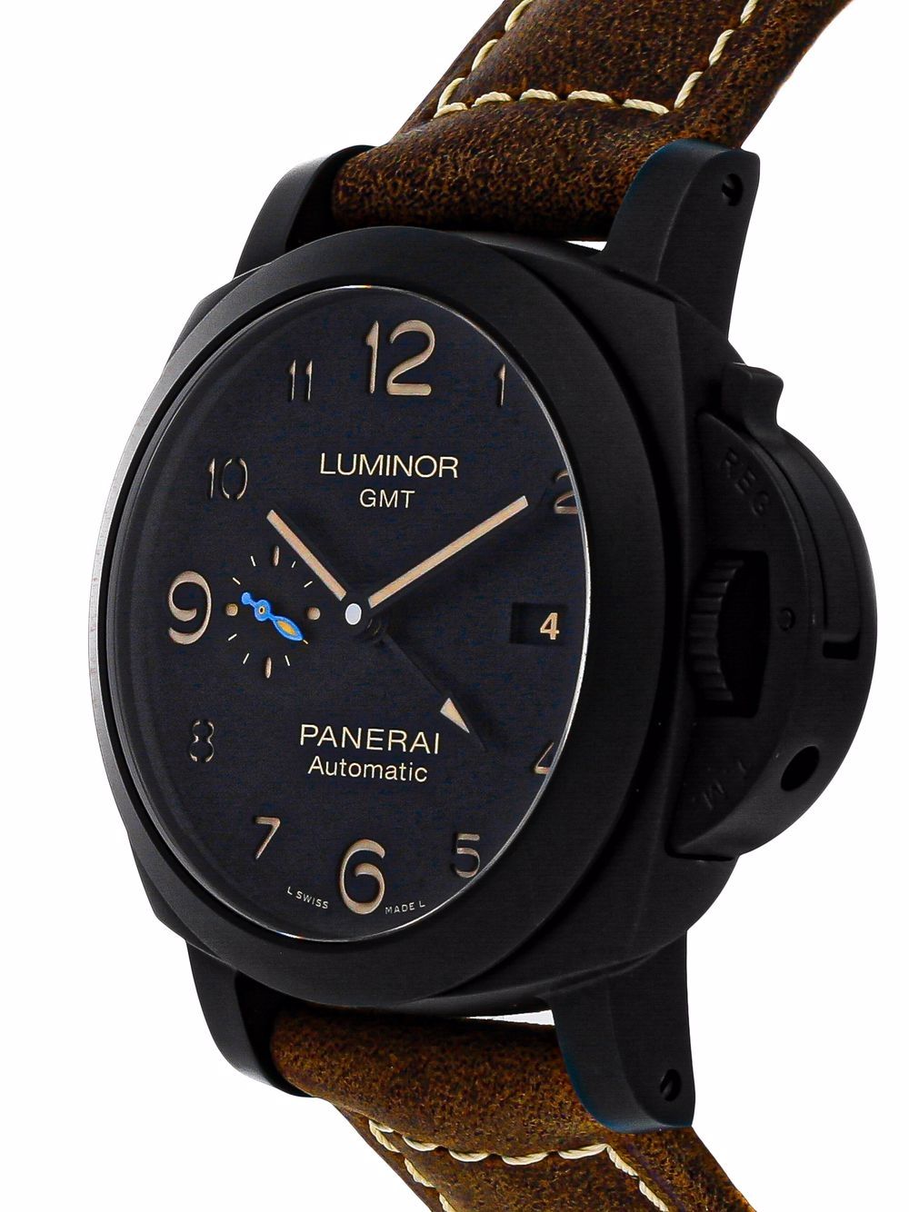 фото Panerai наручные часы luminor 1950 3 days gmt pre-owned 44 мм 2019-го года