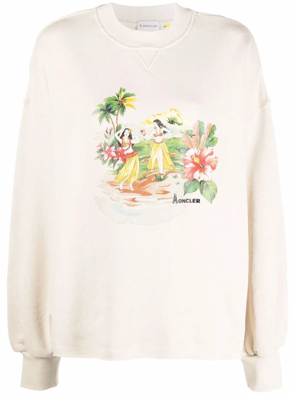 Palm Angels x Moncler sweater met print Beige