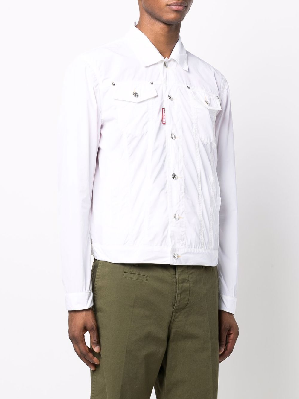 Shop Dsquared2 Logo-patch Button-fastening Jacket In White