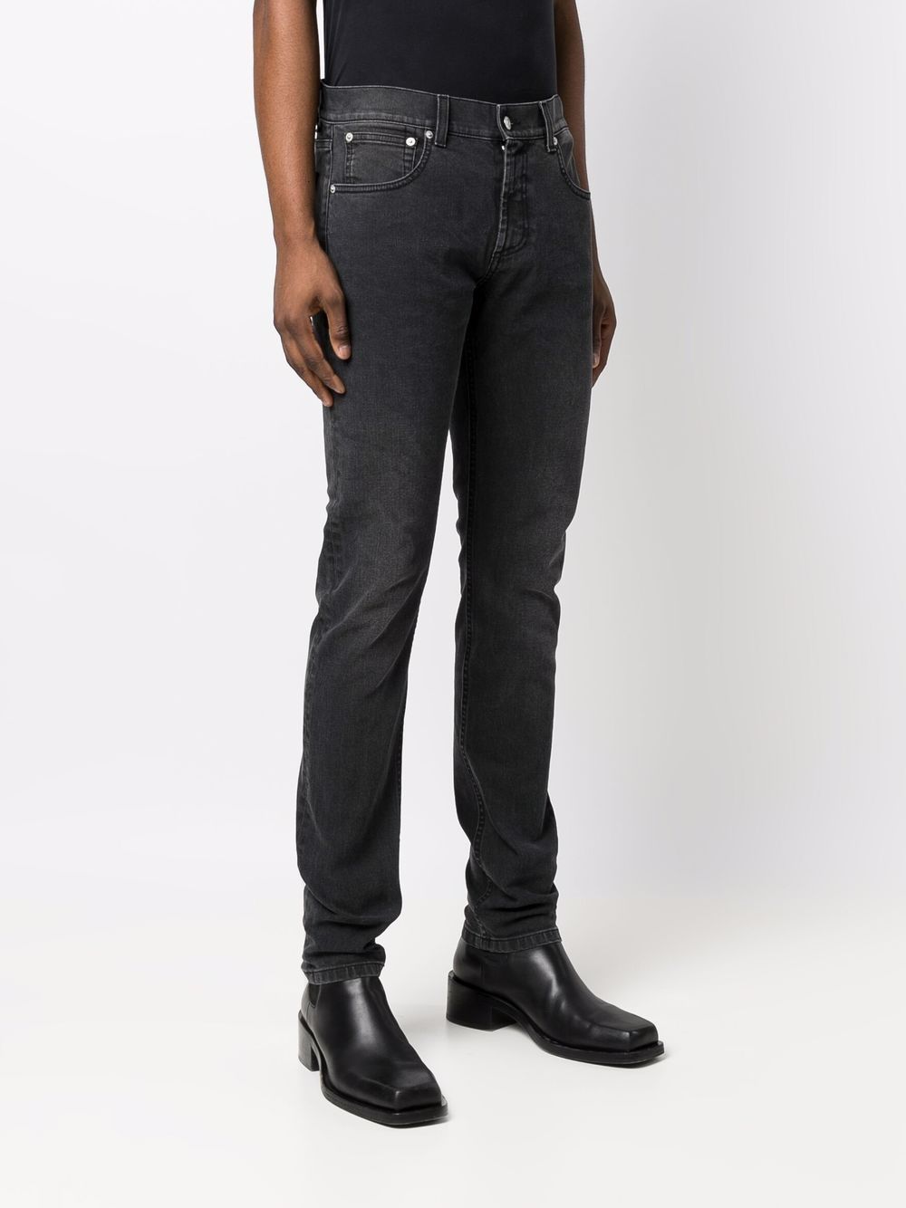 Shop Alexander Mcqueen Logo-embroidered Skinny Jeans In Black