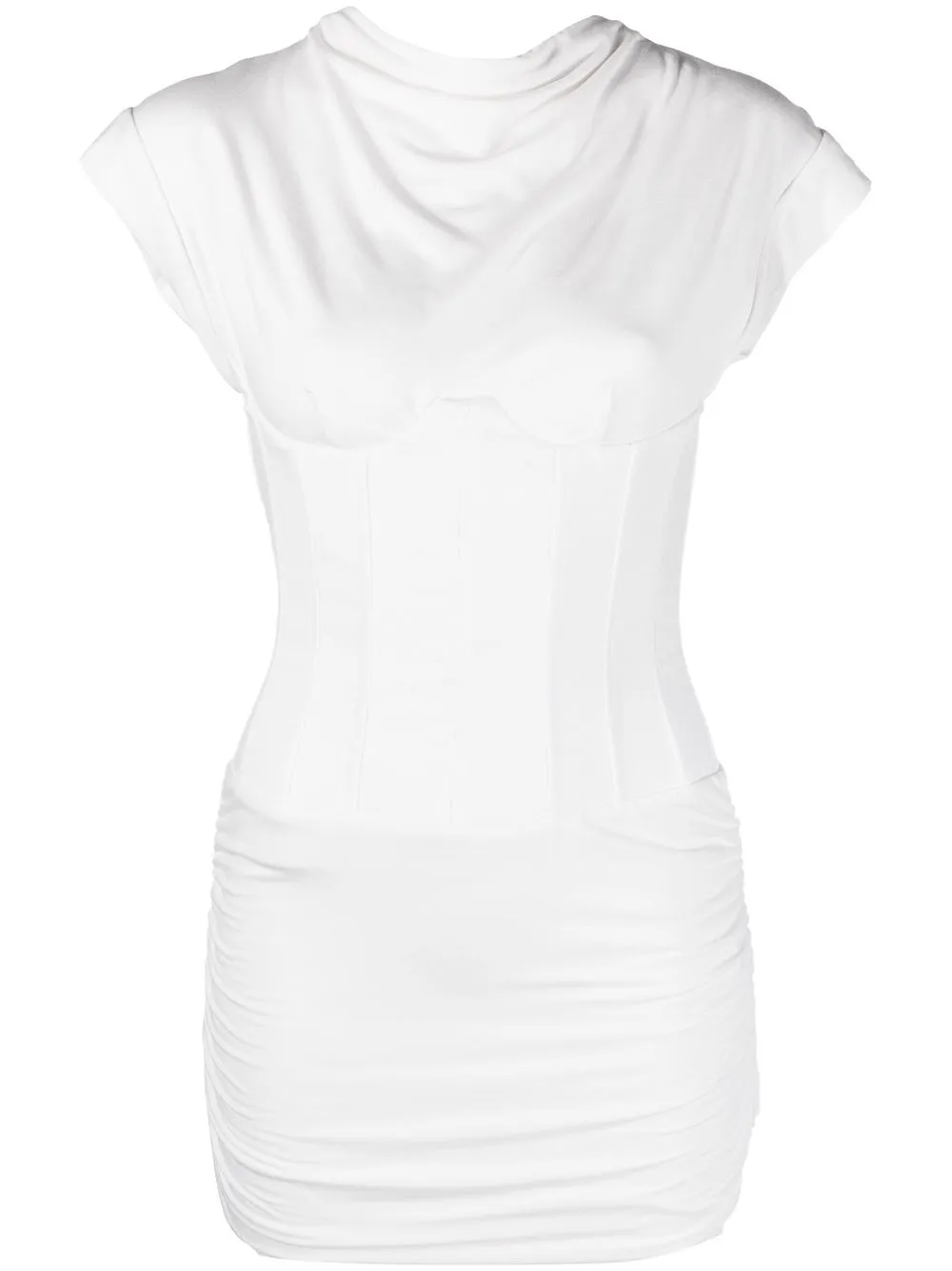 

LaQuan Smith vestido corto fruncido - Blanco