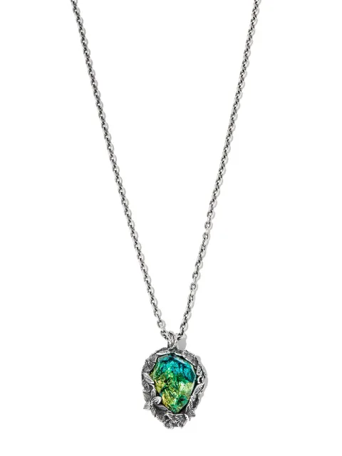Lyly Erlandsson gemstone leaf-charm necklace