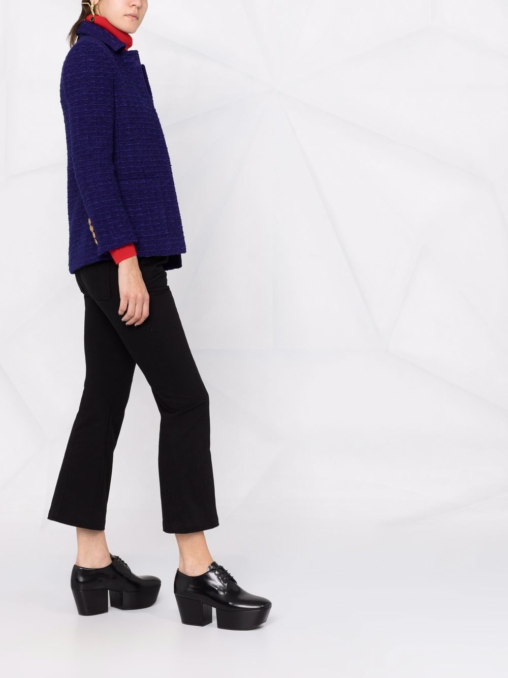 Shop Saint Laurent Fitted Tweed Blazer In Blau