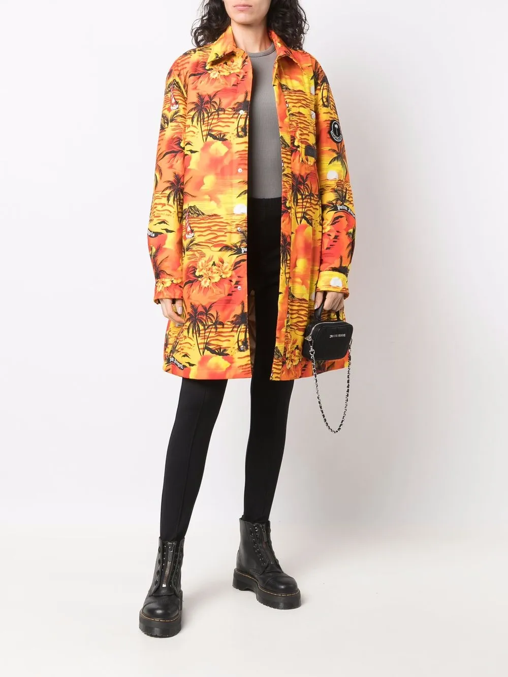 Palm Angels x Moncler jas met print Geel