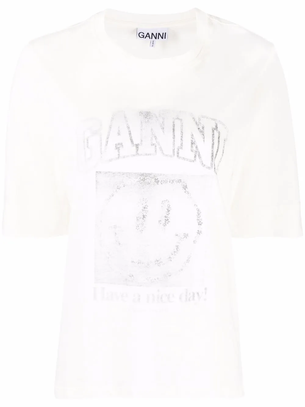 

GANNI smiley-face logo T-shirt - White