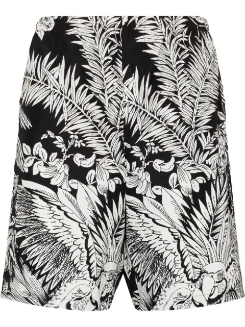 Palm Angels shorts de playa con loros estampados