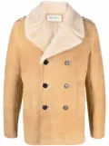 Saint Laurent double-breasted shearling pea coat - Neutrals