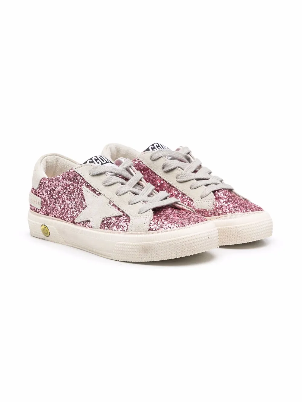 

Golden Goose Kids tenis con agujetas y glitter - Rosado