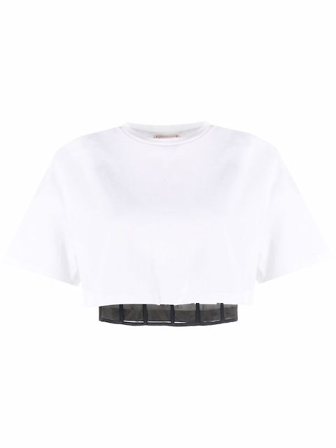 Alexander McQueen corset-style cropped T-shirt