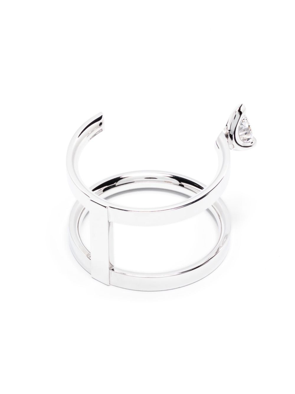 Shop Repossi 18kt White Gold Serti Sur Vide Diamond Ring In Silver